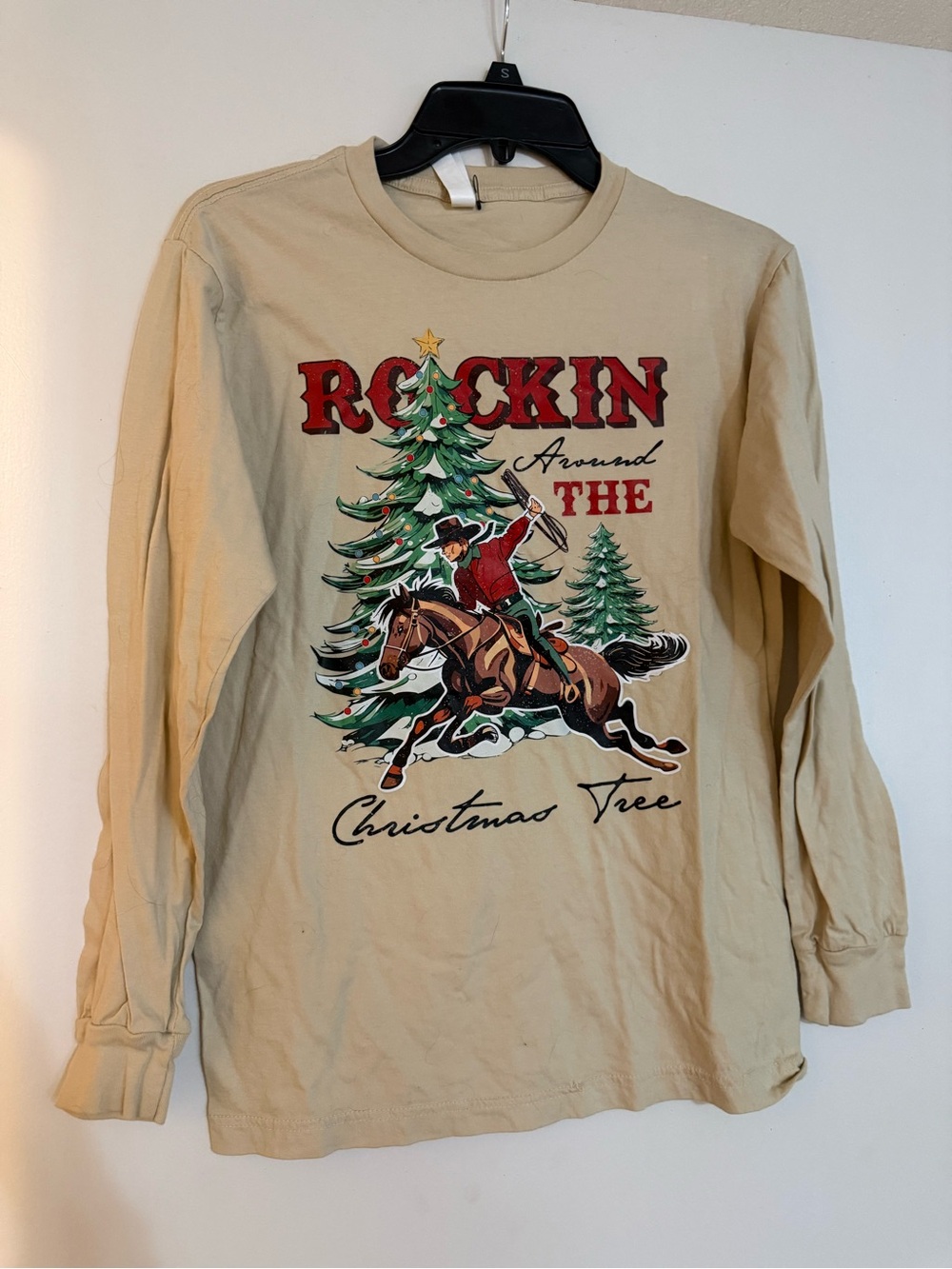 Rockin’ Around the Christmas Tree Western Long Sleeve Tee – Small